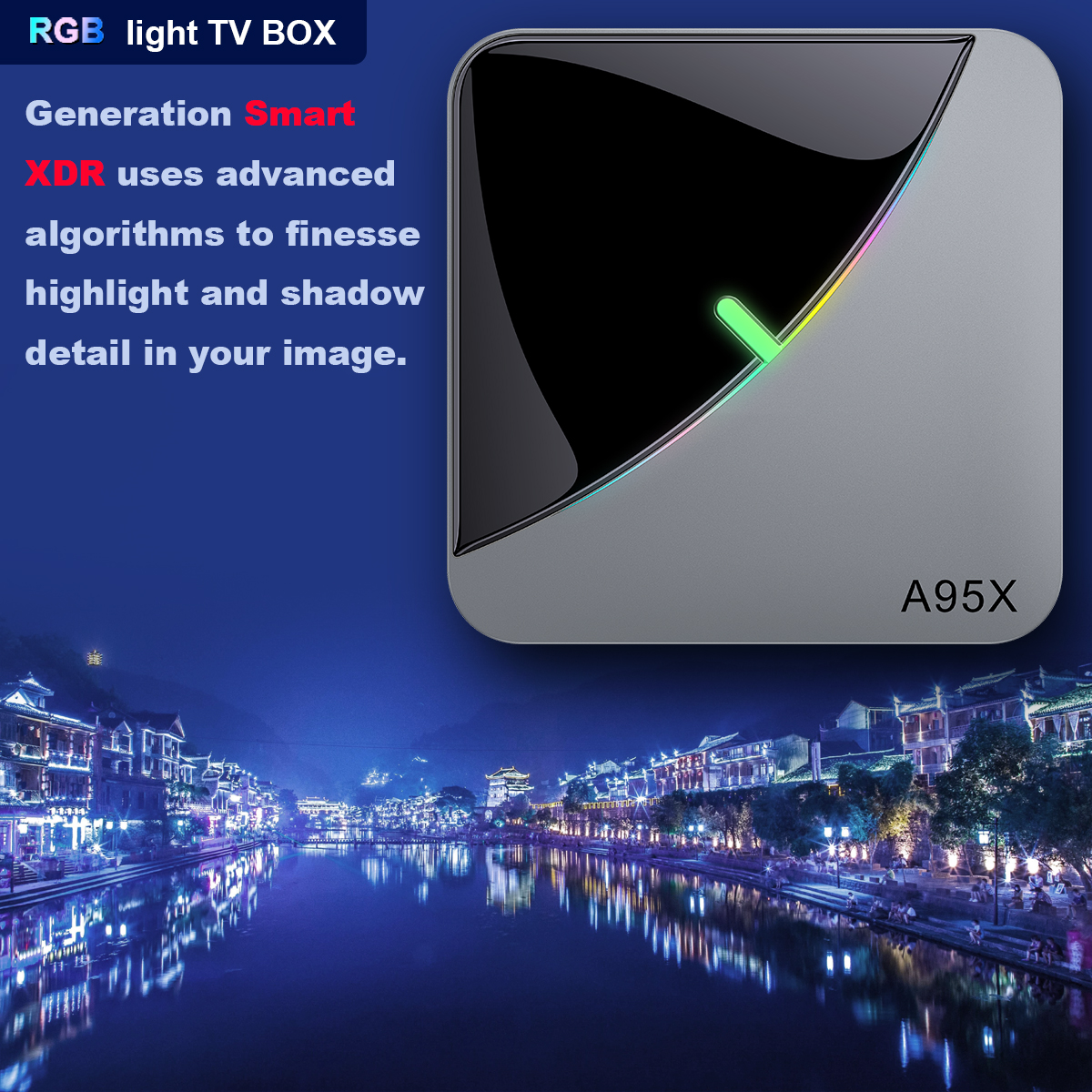 Android 9.0 Tv Box RGB Light Amlogic S905X3 1080P H.265 Google Play Netflix Youtube A95X F3 Air 8K Media palyer