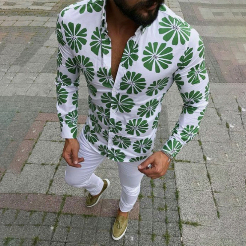 Fashion Mens Designer Shirts Floral Printed Long Sleeve Lapel Neck Men Shirts Casual Single Breasted Men Tops, Blue
Fashion Mens Designer Shirts Floral Printed Long Sleeve Lapel Neck Men Shirts Casual Single Breasted Men Tops, Blue