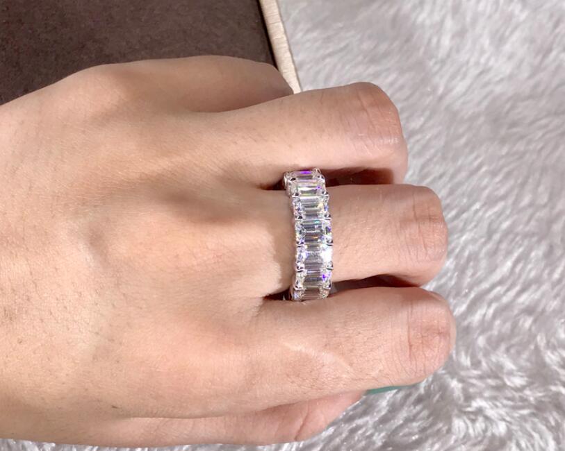 2019 Top Selling Luxury Jewelry Real 925 Sterling Silver White Topaz CZ Diamond Gemstones Promise Eternity Women Wedding Bridal Ring Gift