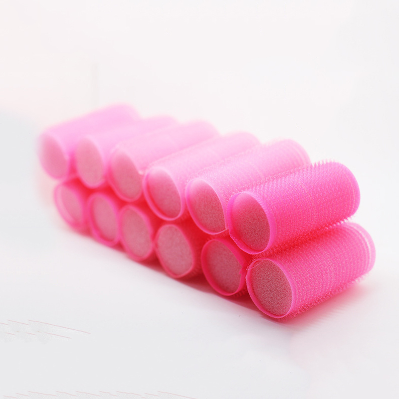 12pcs/set Sponge Core Strong Self-Adhesive Hair Rollers Big Waves Air Bang Sleep Curling Curlers Fluffy Curl Hair Maker U1101