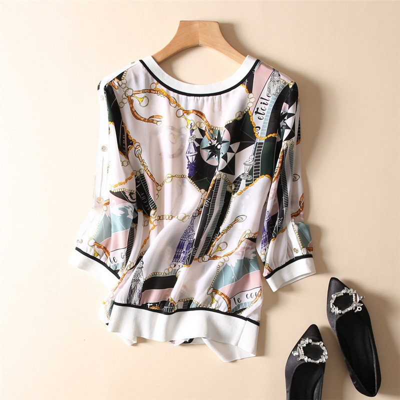 100% Silk Blouse Women Back False Buckle Chain Printed Lightweight Plus O Neck Long Sleeves Loose Casual Tops New Fashion, As picture
100% Silk Blouse Women Back False Buckle Chain Printed Lightweight Plus O Neck Long Sleeves Loose Casual Tops New Fashion, As picture