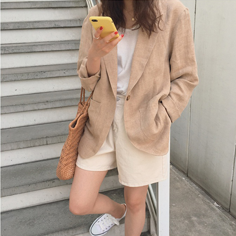 Cotton Linen Blazer Women Spring Autumn Korean Blazers and Jackets Casual Jacket Oversized Coat Vintage British Style Loose 2019, Khaki
Cotton Linen Blazer Women Spring Autumn Korean Blazers and Jackets Casual Jacket Oversized Coat Vintage British Style Loose 2019, Khaki