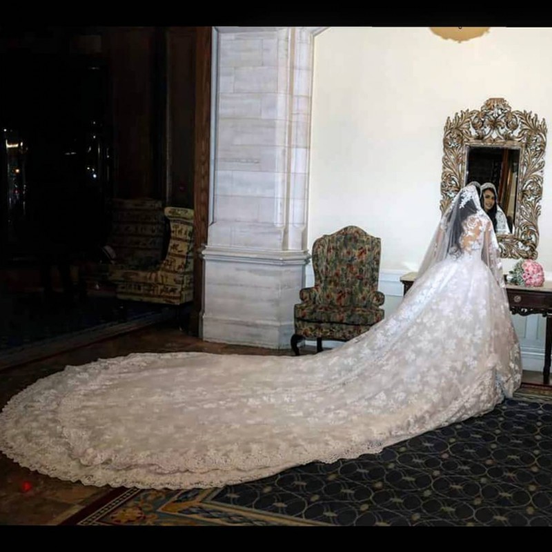 Lace Ball Gown Dresses Sexy V Neck Bridal Gowns Chapel Train Custom Country Wedding Dress Plus Size