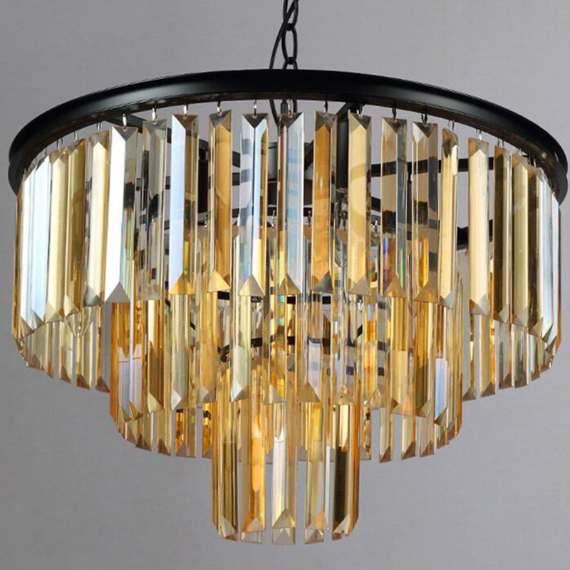 2021 Modern Crystal Pendant Lamps Chandelier Elegant K9 Smoky Gray Suspension Lamparas for Cafe Restaurant Hotel