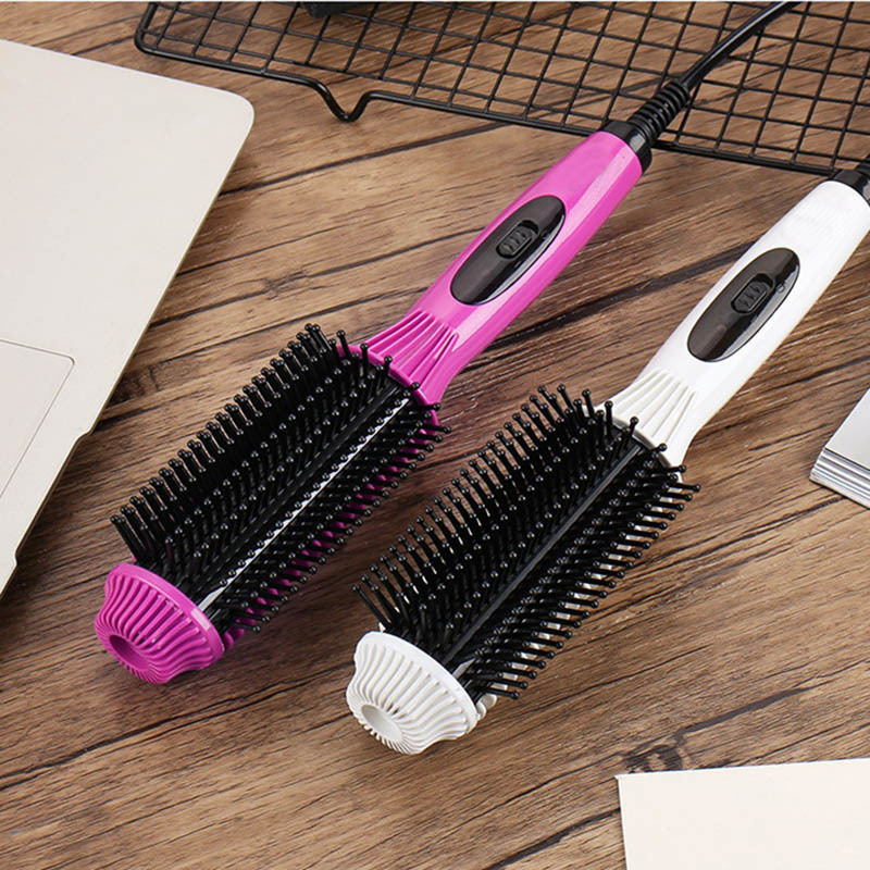 Hair Straightener Curler Comb 2 in 1 Straightening Curling Anti-scald Comb Styler Straight Volumes Electric Hair Styling Combs