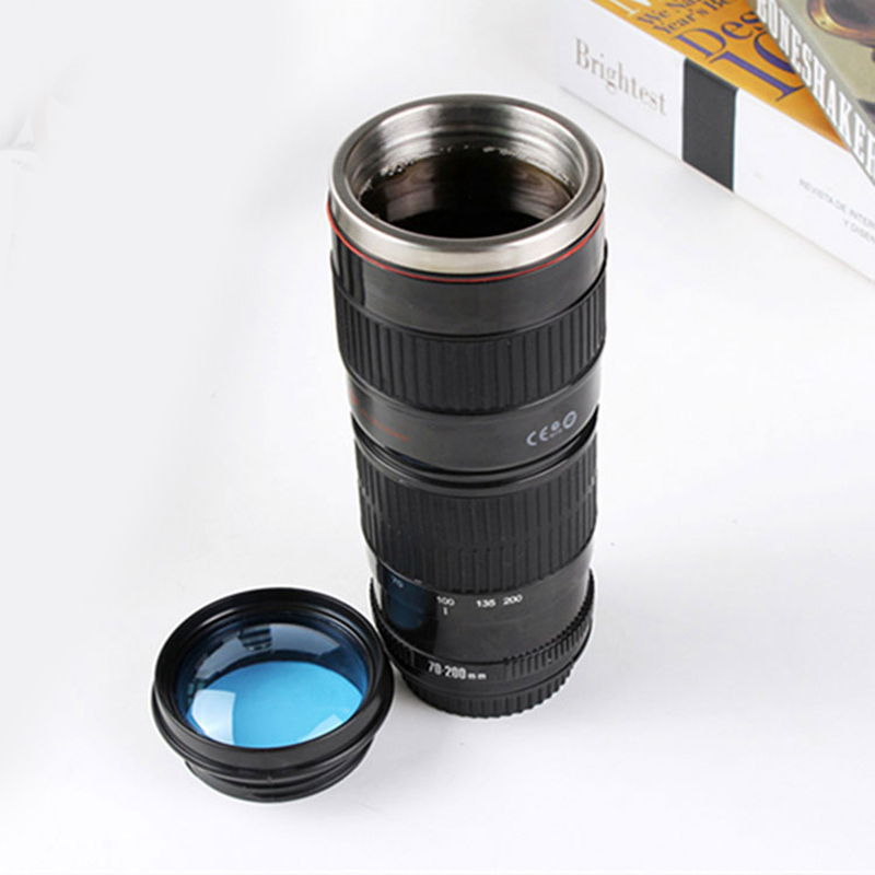 Transhome Camera Lens Mug 440ml New Fashion Creative Stainless Steel Tumbler Canon 70200 Lens Thermo Mugs For Coffee Cups C182022492