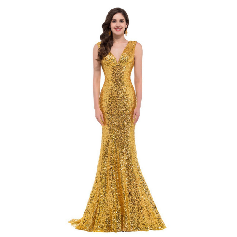 2020 Luxury Sheer Neck Mermaid Evening Dresses Beadings Sequined High Side Split Prom Gowns Elegant Formal Dresses Evening Wear pArty Gowns