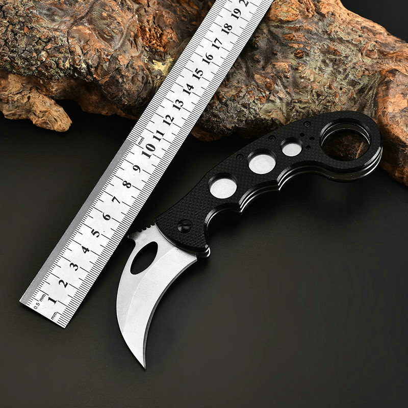 

D2 Folding Knife Karambit CS GO Outdoor Camping Tools Serrated Jackknife Tactical Military Saber Hunting Survival Pocket Knives G10 Handle EDC Self Defense Tool
