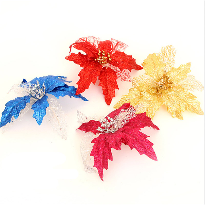 5pcs Artificial Flowers Christmas Fake Leaf Flowers Glitter Merry Christmas Tree Ornaments Xmas Decorations for Home New Year
5pcs Artificial Flowers Christmas Fake Leaf Flowers Glitter Merry Christmas Tree Ornaments Xmas Decorations for Home New Year