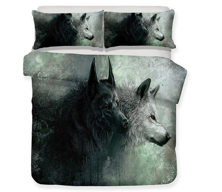 3D Wolf Printed Bedding Set Pattern Bed Clothes Comforter Cover Bed Sheet Sets Pillowcase Polyester