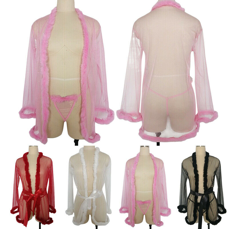 Faux Fur Wedding Robes Gown For Women Sexy Illusion Custom Long Sleeve Lingerie Bridal Sleepwear Nightgown Bathrobes