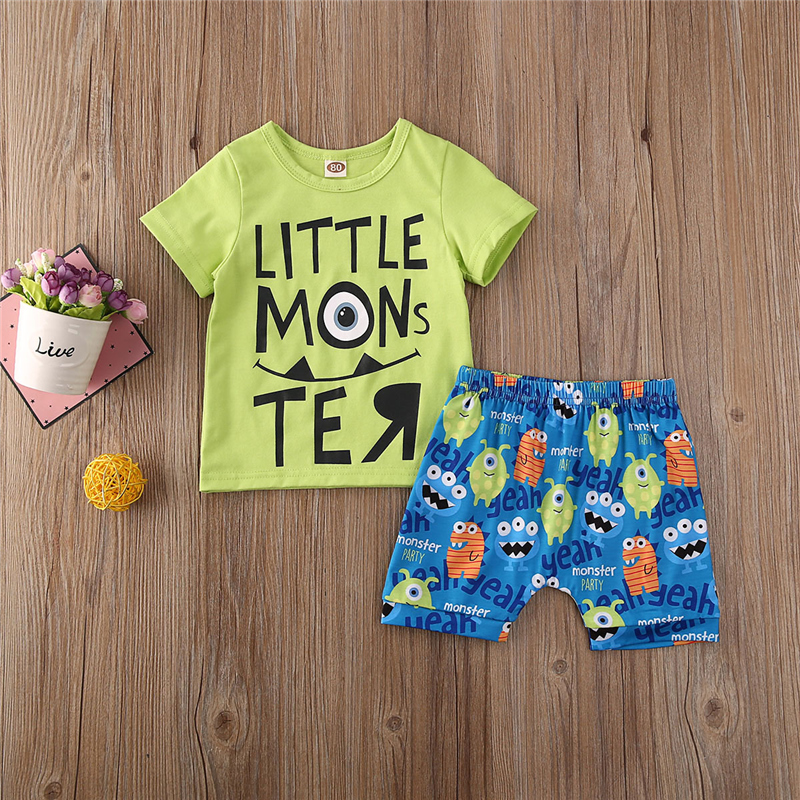 0-3Y Summer Newborn Baby Boy girl Clothes set Cartoon Monster T-shirt Tops+Short Pants Outfits Clothes Baby Clothing Set, Green
0-3Y Summer Newborn Baby Boy girl Clothes set Cartoon Monster T-shirt Tops+Short Pants Outfits Clothes Baby Clothing Set, Green