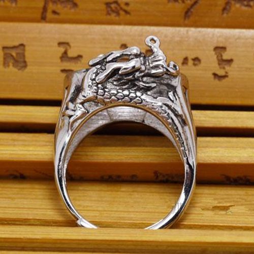 925 Sterling Silver Engagement Wedding Ring Men 12x17mm Oval Cabochon Semi Mount Ring Fit Amber Agate Garnet Opal Setting Wholesale Dragon