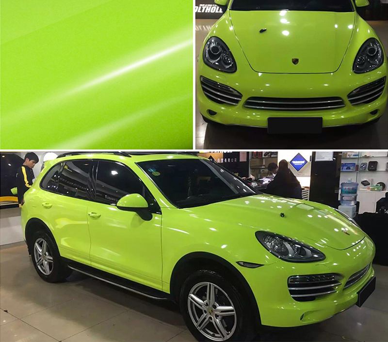 High Gloss Lemon Green Vinyl Film Foil Car Wrap Sticker DIY Styling Motors Truck Car Body Wrapping Cover