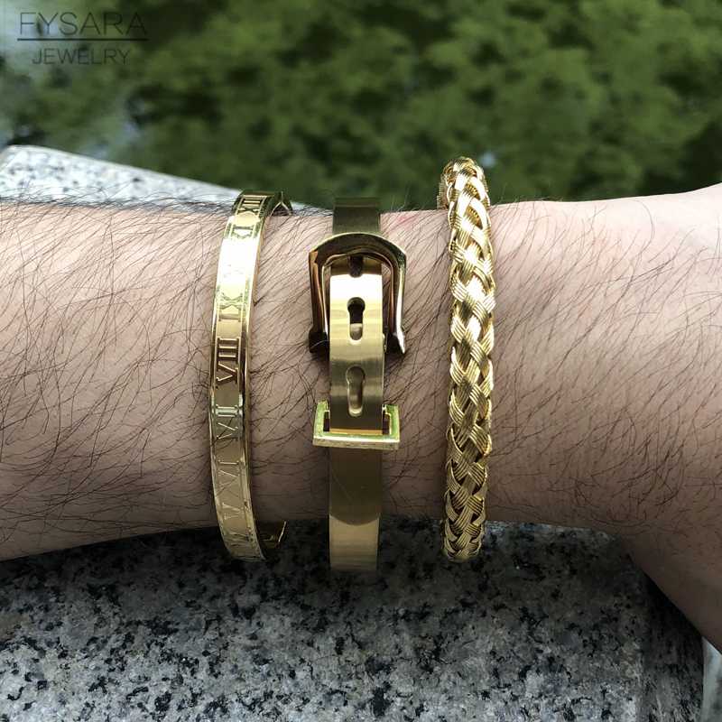 Bangle FYSARA 3pcs/Set Stainless Steel Men Bangles Set Black Gold Silver Color Watchband Wristband Braiding Cuff Bracelets Jewelry
Bangle FYSARA 3pcs/Set Stainless Steel Men Bangles Set Black Gold Silver Color Watchband Wristband Braiding Cuff Bracelets Jewelry