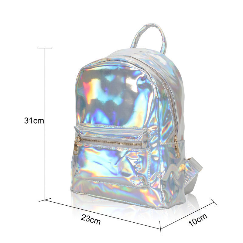 AEQUEEN Silver Hologram Laser Bagpack Women Pink Holographic Backpack Leather Samll Travel School Bag Rucksacks For Teenage Girl Y18110202