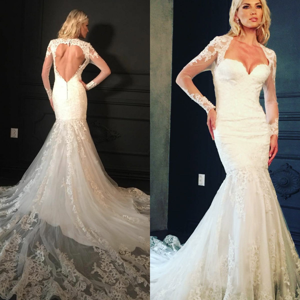 Plus Size Mermaid Wedding Dresses Bien Savvy 2019 Vintage Long Sleeve Lace Appliqued Bridal Gowns Backless Vestido De Novia