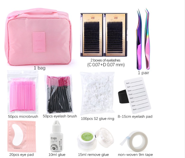 Professional False Eyelashes Extension Set Grafting Eye Lashes Eye Pads Tweezers Glue Ring Brush Tape Kits With Bag
Professional False Eyelashes Extension Set Grafting Eye Lashes Eye Pads Tweezers Glue Ring Brush Tape Kits With Bag
