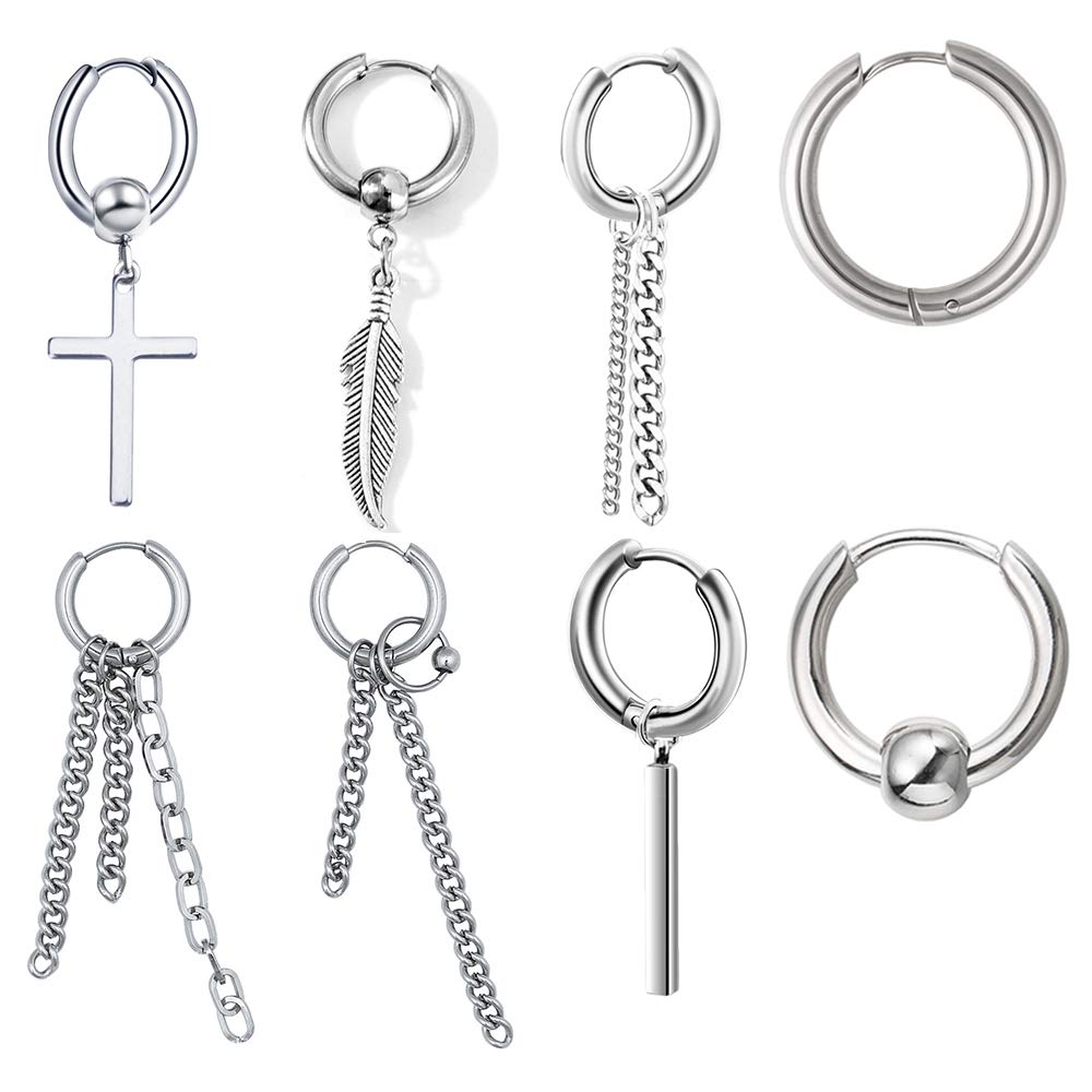 EVBEA 8 Pcs set kpop Hoop Stud Earrings Kreaa Style Mens Ladies Popular Boys Birthday Gift