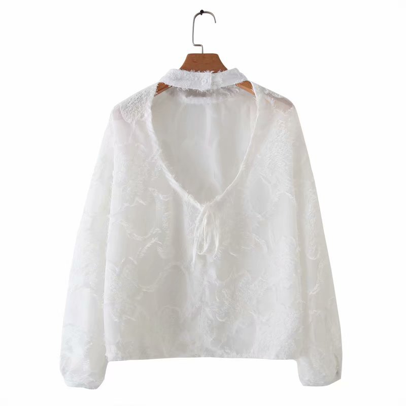 Women Loose White Lace Short Blouse Petal Sleeve Hollow Out See Through Shirts Female Oversized Solid Chic Tops, 02
Women Loose White Lace Short Blouse Petal Sleeve Hollow Out See Through Shirts Female Oversized Solid Chic Tops, 02