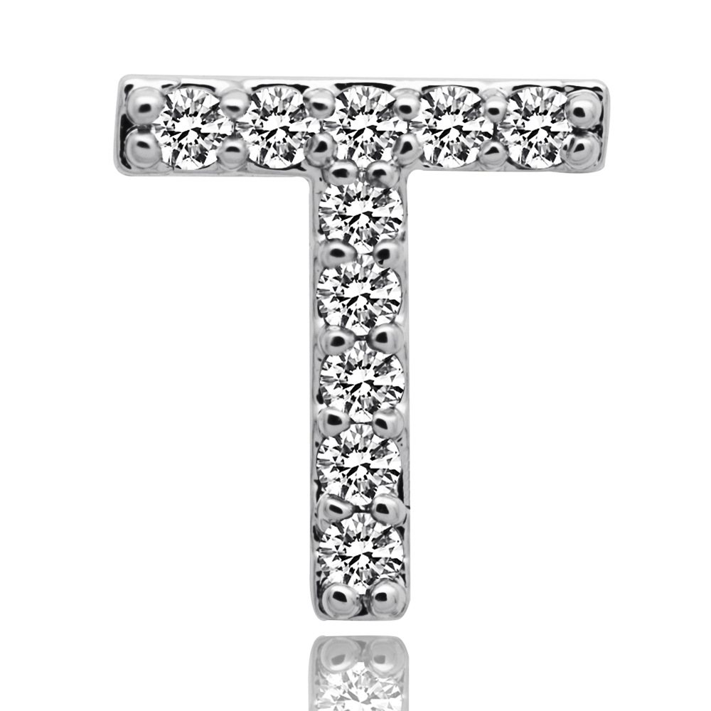 18k White Gold Iced Out A-Z Custom Letter Grillz Full Diamond Teeth DIY Fang Grills Bottom Tooth Cap Hip Hop Dental Mouth Teeth Braces Wolf Tide Initi