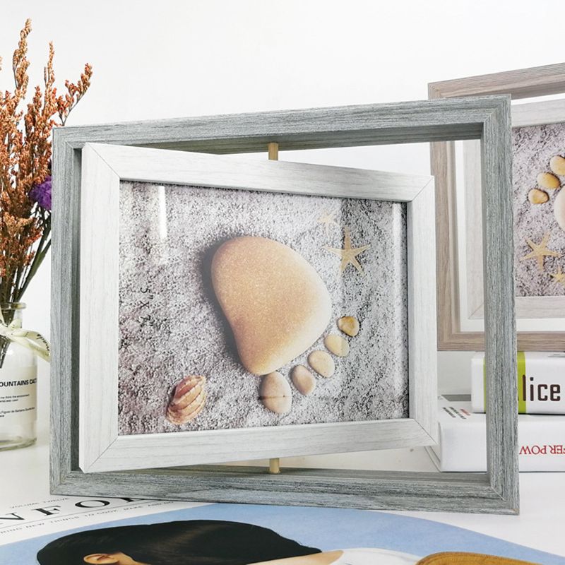 Creative Rotating Wood Photo Frame Nordic Style Pictures Poster Painting Frames Tabletop Home Decoration