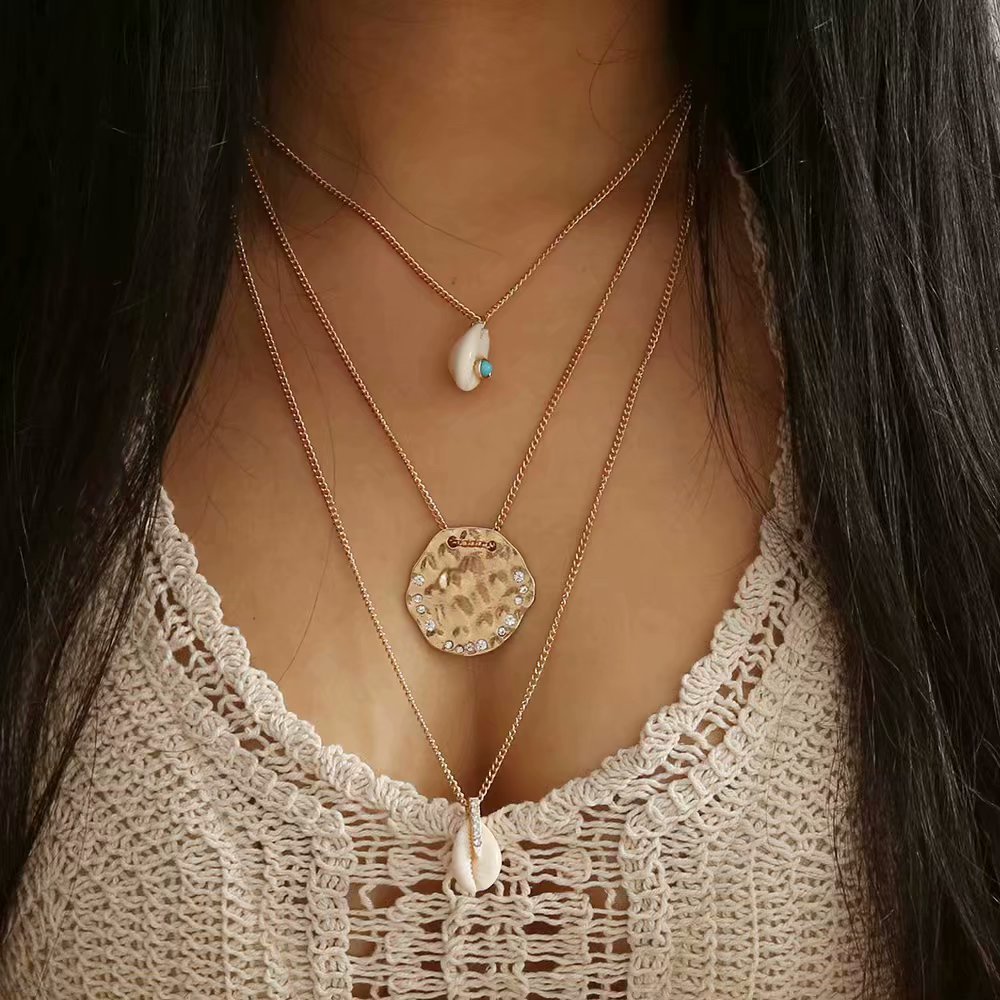 Ornaments Irregular Geometry Polygon Alloy Multi-storey Shell Conch Sandy Beach Wind Necklace Woman
Ornaments Irregular Geometry Polygon Alloy Multi-storey Shell Conch Sandy Beach Wind Necklace Woman