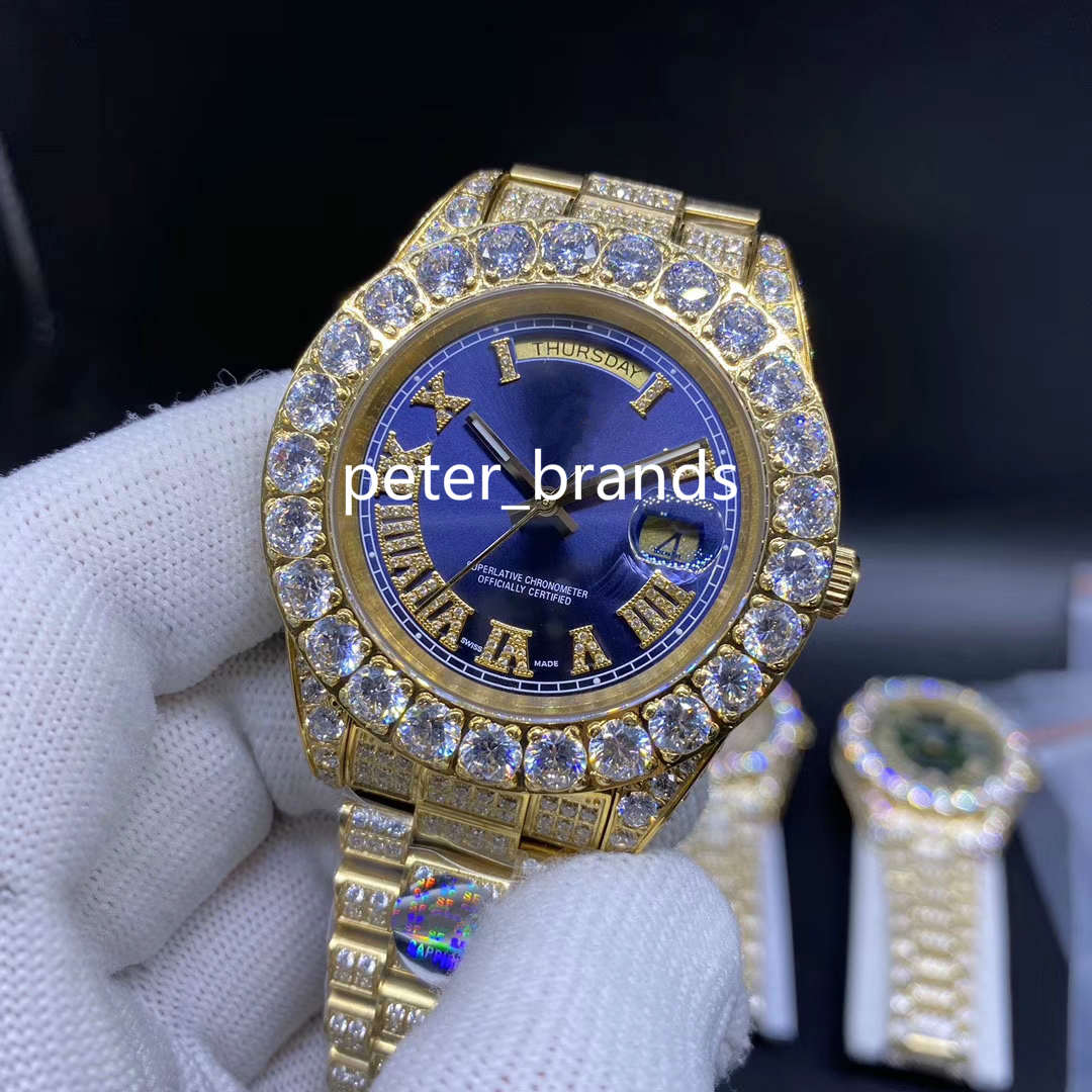 Men's prong set Watch 43MM full Iced Diamond Wristwatch gold Case blue face Stainless Steel Diamond Strap Automatic Mechanical Watches
Men's prong set Watch 43MM full Iced Diamond Wristwatch gold Case blue face Stainless Steel Diamond Strap Automatic Mechanical Watches