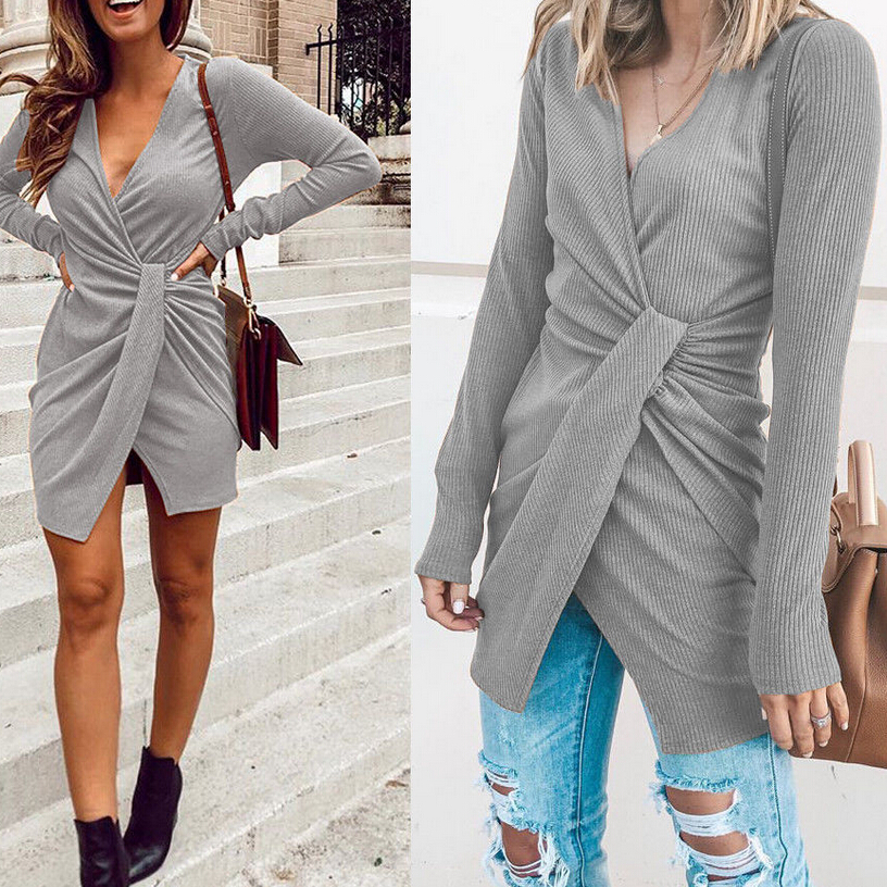 2018 Winter Black Sweater Dress Women V Neck Long Sleeve Cross Split Knit Mini Dress Bodycon Female Slim Short
2018 Winter Black Sweater Dress Women V Neck Long Sleeve Cross Split Knit Mini Dress Bodycon Female Slim Short