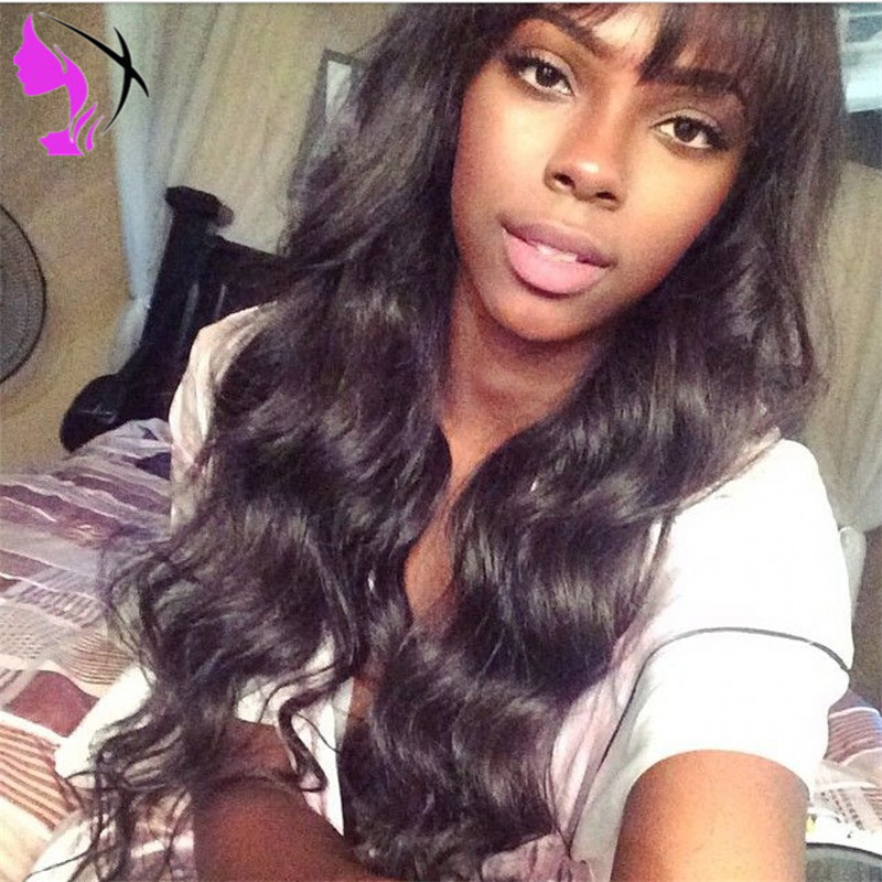 28inches long Body Wave Hair Synthetic Lace Front Wigs with bangs Natural Hairline Baby Hair Synthetic Lace Wigs for black Women