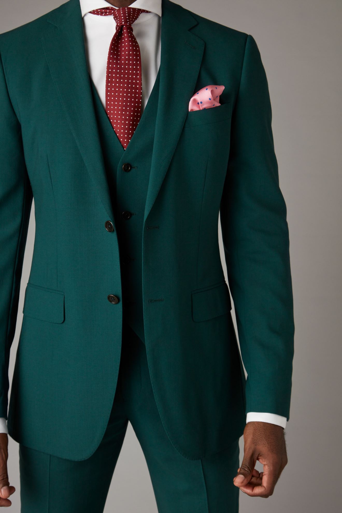 Dark Green Groom Wear Slim Fit Two Button Peaked Lapel Mens Business Formal Prom Tuxedos Best Man Blazer Suit (Jacket+Vest+Pants)