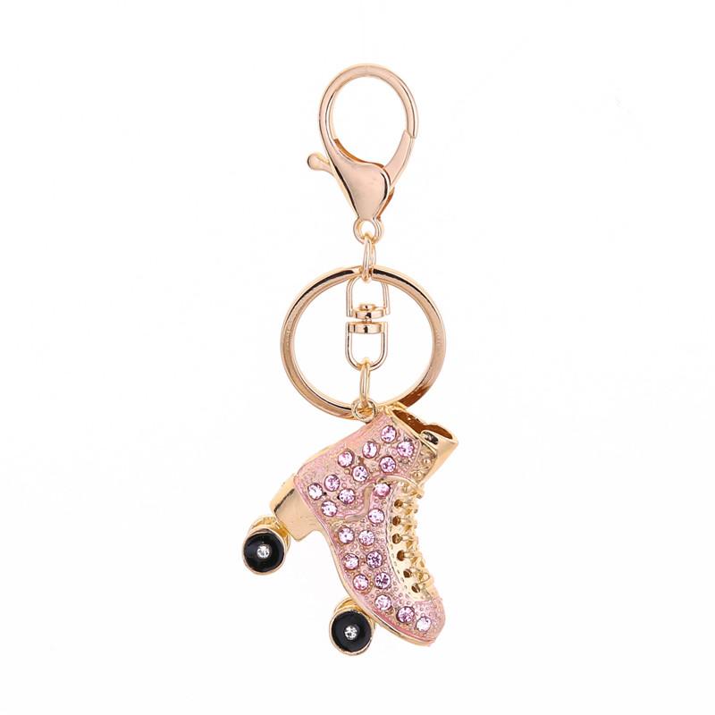 Roller Skates Shoe Keyring Crystal Keychain Handbag Pendant Car Keys Holder Rhinestone Charm Key Chain Ring Jewelry for Women Girls