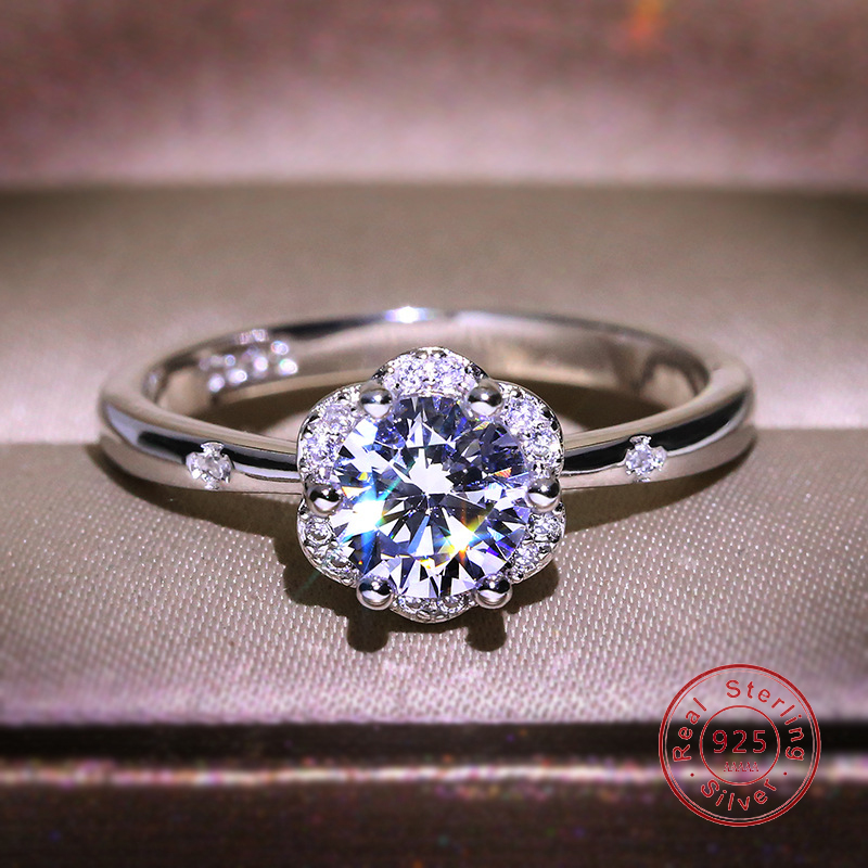 Cluster Rings Solid 925 Sterling Silver Halo Ring CZ Flower For Women Wedding Engagement Zironia Finger Gifts Classic
Cluster Rings Solid 925 Sterling Silver Halo Ring CZ Flower For Women Wedding Engagement Zironia Finger Gifts Classic