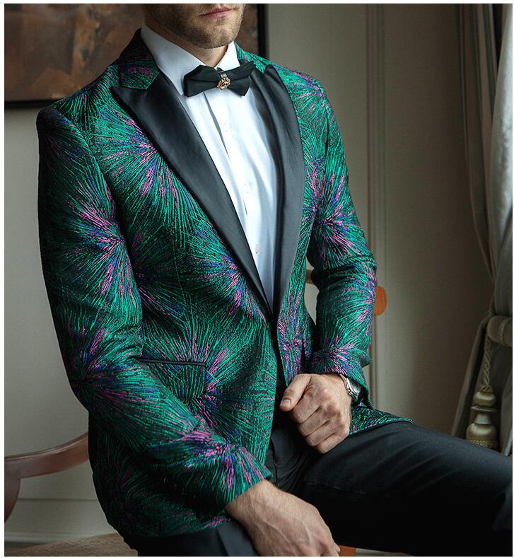 Designer New Brand Men Suits Two Pieces (Jacket+Pant) Evening Party Wear For Gentlemen Prom Wedding Tuxedos With Peaked Lapel For Sale