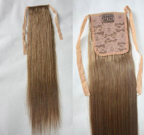New arrival long high sleek silky straight pony tail hair piece,Clip in Ribbob wraps human hair horsetail natural black 1b