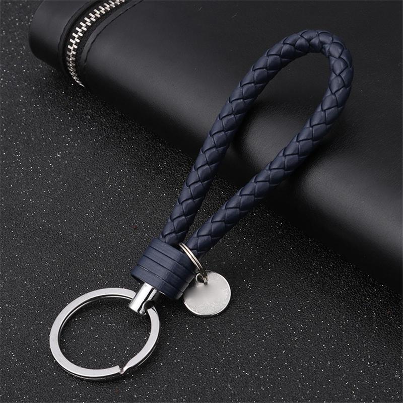20pcs/Lot Braided Pu Leather Keychain With Disc Charm Diy Bag Pendant Key Holder Car Keyrings Men Women Key Chain Wholesale