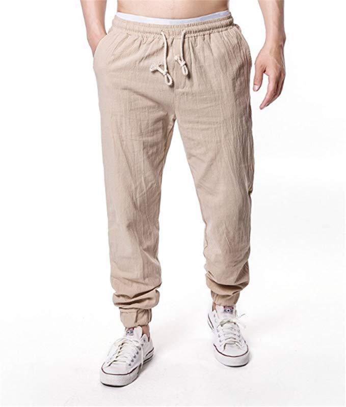 Helisopus New Summer Men Cotton Linen Pants Fashion Jogging Elastic Waist Lace Up Trousers Solid Color Casual Sports Pants, Black
Helisopus New Summer Men Cotton Linen Pants Fashion Jogging Elastic Waist Lace Up Trousers Solid Color Casual Sports Pants, Black