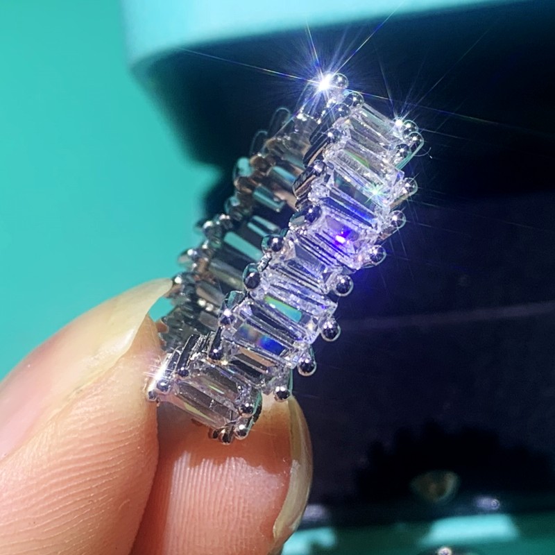 Ins Top Sell 10 Styles Wedding Ring Sparkling Luxury Jewelry 925 Sterling Silver Multi Shape White Topaz CZ Diamond Eternity Party Women Engagement Ba