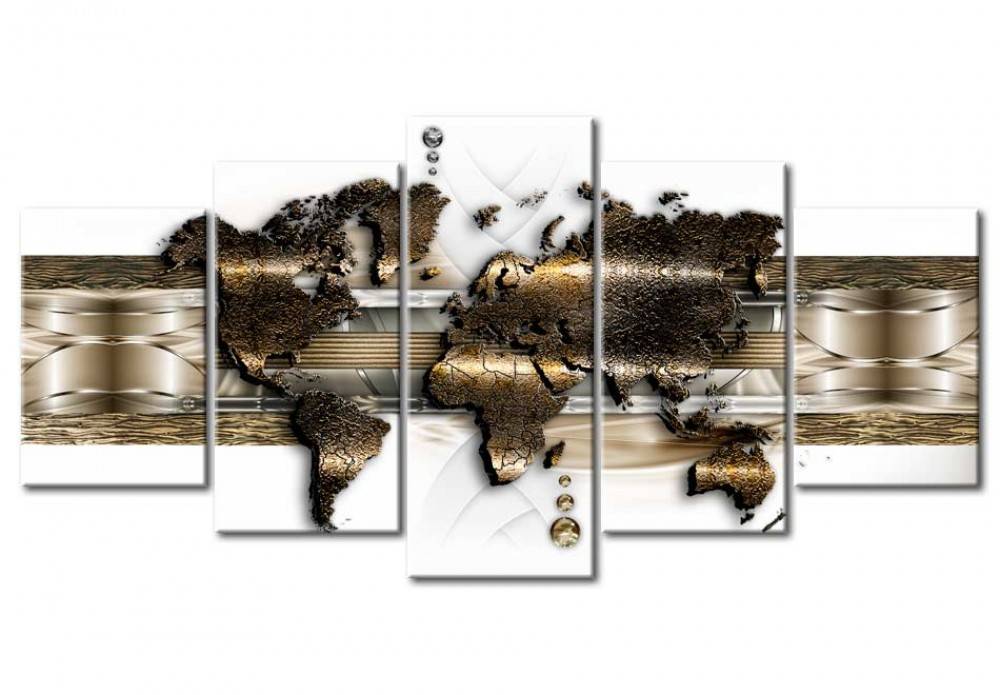5pcs/set Unframed Metal map Abstract HD Print On Canvas Wall Art Picture For Home and Living Room Decor
