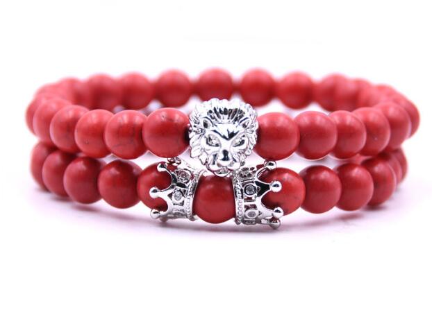 2PCS/set bead Charm bracelet buddha bracelets paracord natural stone lion bracelet men pulseras hombre bracciali uomo mens braceletsWL1118