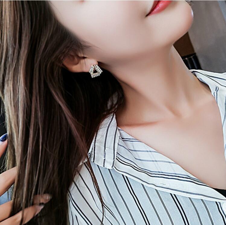 Choucong Luxury Jewelry 925 Sterling Silver&Gold Fill CZ Crystal Gemstones Popular Triangle Earring Party Women Bridal Stud Earring Gift