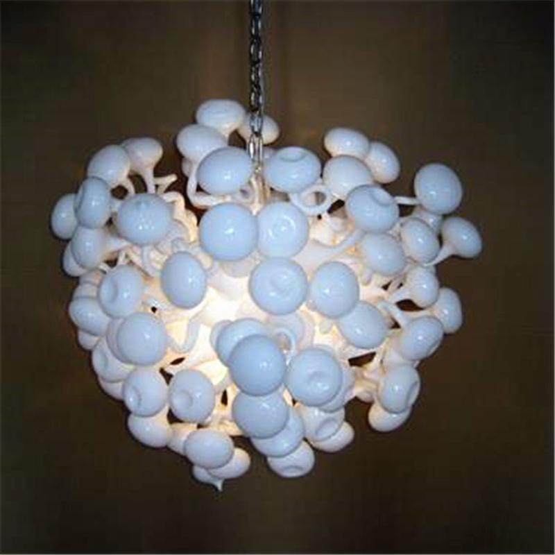 Modern Art Decor White Blow Glass Chandeliers Hanging LED DIY Murano Glass White Chandeliers Home Decor Glass Pendant Lamps