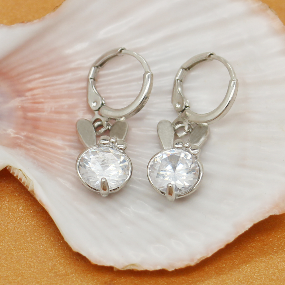 Hot Animal Style Bow Bow Rabbit Crystal Drop Earrings