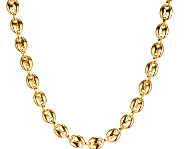 8-36'' HIP Hop Width 9MM Stainless Steel Gold Coffee Beans Link Chain Necklace Chain bracelet 316L Stainless For Men Women Fashion Jewelry
