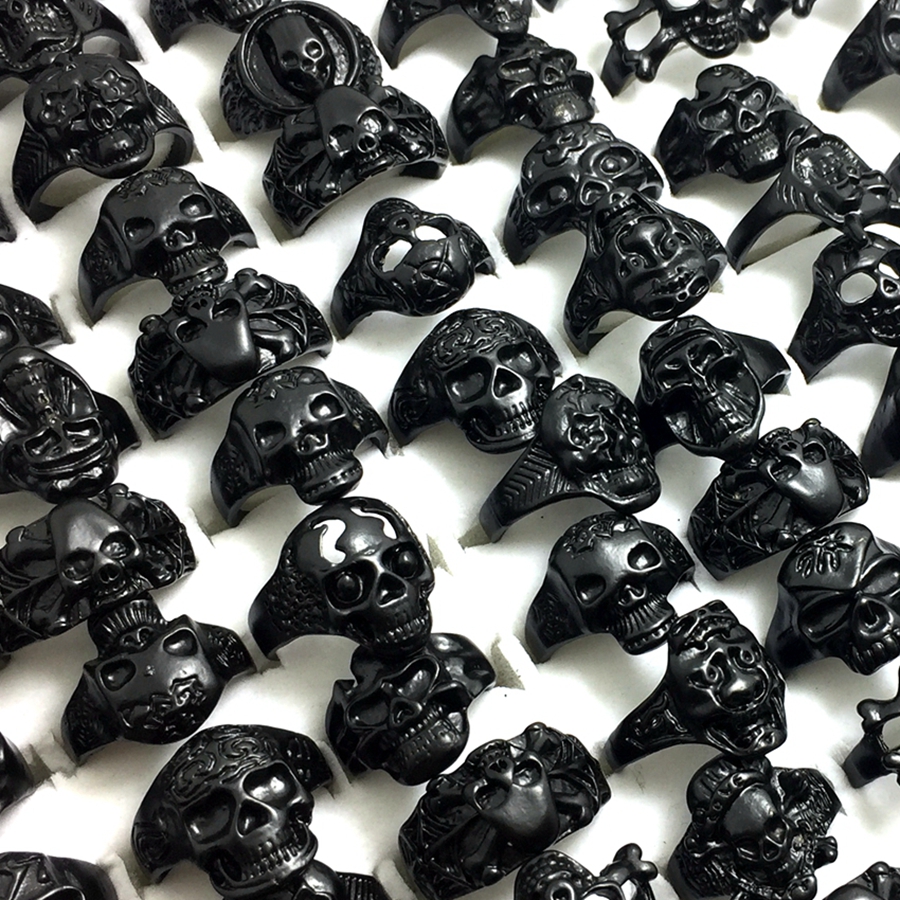 Bulk lots 50pcs Styles Mixed Black Plated Skull Skeleton Gothic Ring Wholesale Man Boy Punk Cool Rocker Metal Rings New Arrival Jewelry, Golden;silver
Bulk lots 50pcs Styles Mixed Black Plated Skull Skeleton Gothic Ring Wholesale Man Boy Punk Cool Rocker Metal Rings New Arrival Jewelry, Golden;silver