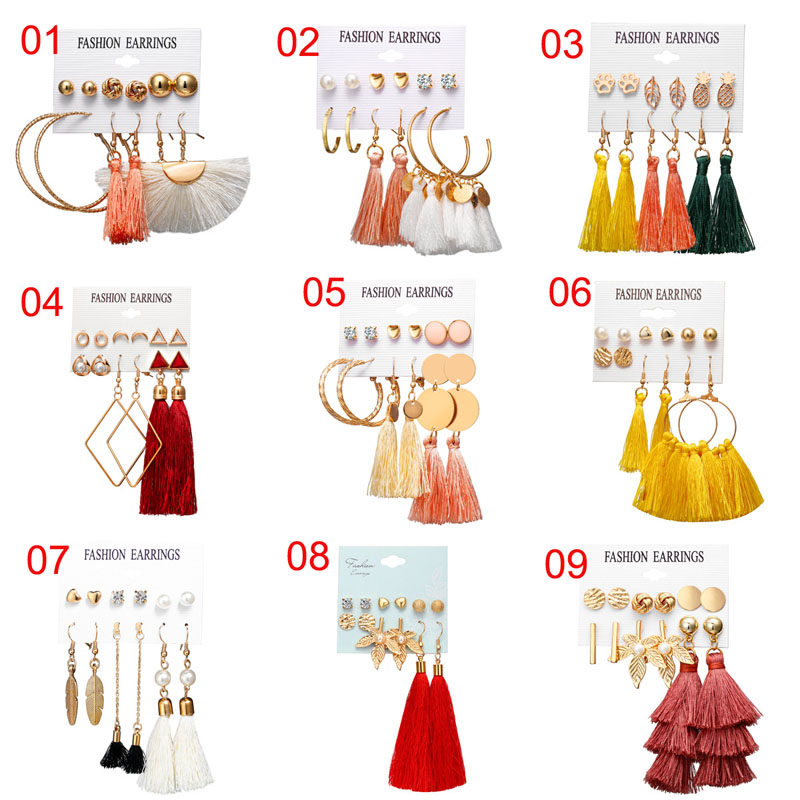 36 Styles Brincos Female DIY Silver Gold Tassel Earrings For Women Big Geometric Hoop Earring Set Fashion Jewelry
