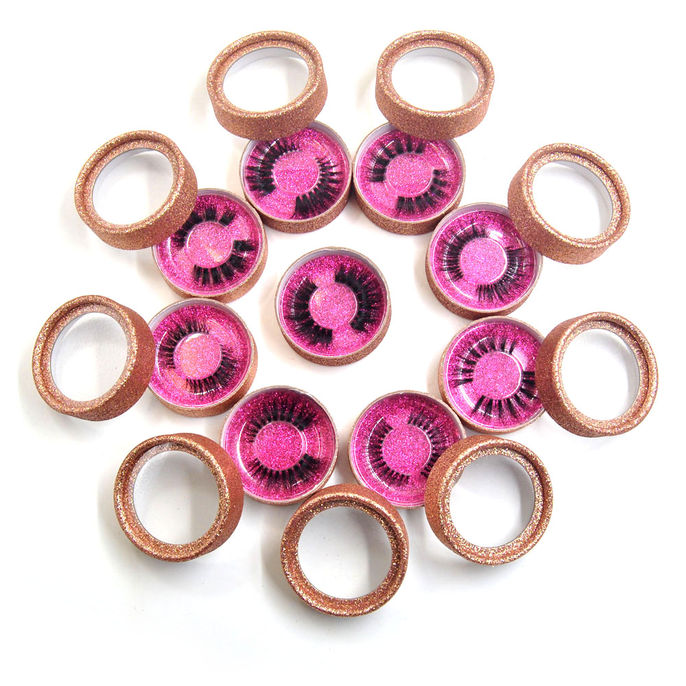 Mink Lashes Rose Gold 3D Diamond Sparkle Series Hand Made Clear Band Thick Eyelashes Curl Soft Eye Extensions Circle Box