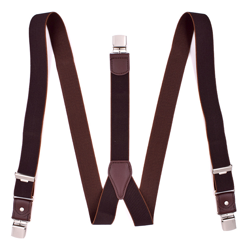 Male Suspenders Leather Jacquard 3 clips western-style trousers Man braces cinturino Adjustable Suspender 7 color braces bretel