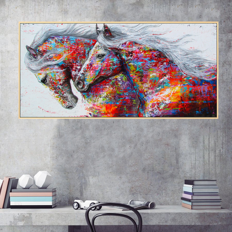 Large Canvas Wall Art Red Horse Oil Painting Print Modern Abstract Animal Wall Art Picture for Home Living Room Wall Decoration от DHgate WW