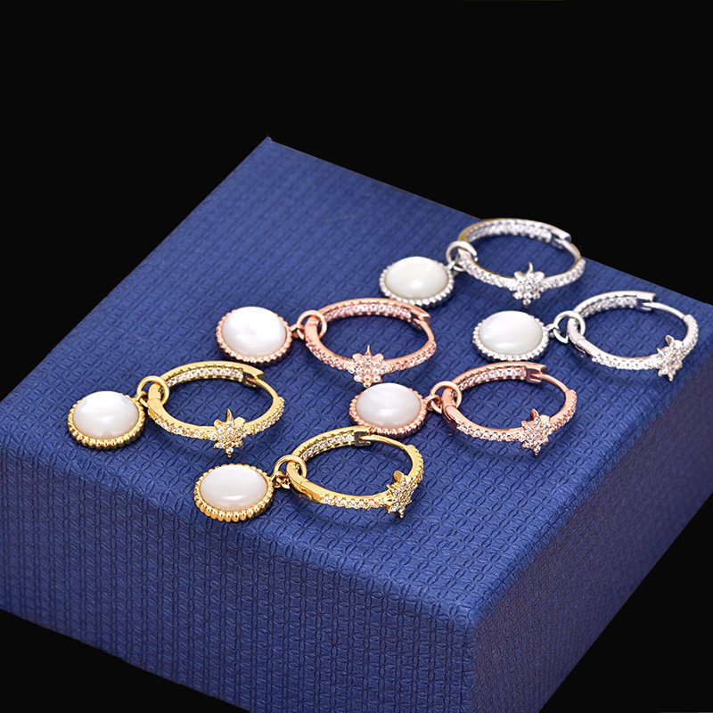 Charm Top Quality Fashion Micro Mosaic + Zircon Star Hoop Earrings With Shell Pendant Dual Used For Women Jewelry
Charm Top Quality Fashion Micro Mosaic + Zircon Star Hoop Earrings With Shell Pendant Dual Used For Women Jewelry